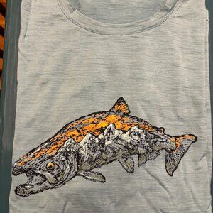 Icebreaker Tech Lite Merino Graphic T-Shirt - Fish/Mountain - Light Blue